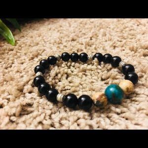 Handmade Onyx & Turquoise Beaded Bracelet